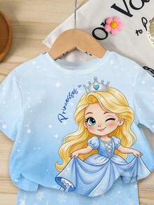 Summer Baby Girl Casual Multi-Piece Set, Brown & Apricot Leopard Print Cartoon Rabbit Pattern, Round Neck Short Sleeve T-Shirt & Shorts - Multicolor - View 3