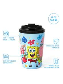 SpongeBob SquarePants | SHEIN 360 ml / 12 oz 防漏不鏽鋼便攜隨行杯 - 藍色 - 查看 3