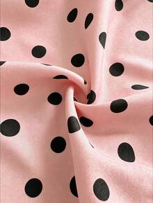 Viva Relle Plus Size Women Deep V-Neck Polka Dot Sexy Bowknot Dress - Pink - View 7