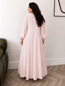 Solavon Plus Size Solid Color Casual Vacation Dress Fall - Dusty Pink - View 2
