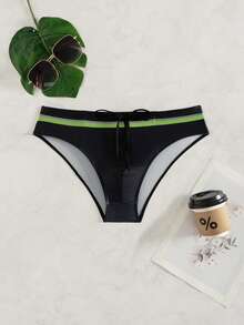 ZELFYO Men's Colorblock Triangle Swim Trunks For Beach Vacation - Black - View 3