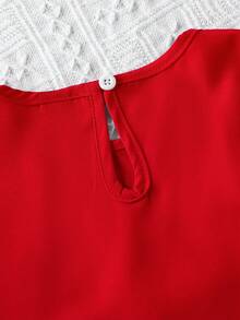 SHEIN Elladie kids 2pcs/Set Girls Toddler Fashion Cute 3D Bowknot Sleeveless Tank Top Cropped Pants Set, Versatile For Daily Wear, Vacation, Outings, Spring/Summer New - Red - View 4