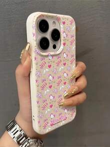 HELLO KITTY AND FRIENDS | SHEIN Hello Kitty 全角色與反派彩色貼紙拼貼印花皮革手機殼 防震防摔 全包覆保護殼 適用 iPhone 17 Pro Max 16 15 14 13 12 Pro Max Plus Y2K 復古美學 可愛少女風 Ins 高顏值手機殼 - 彩色 - 查看 3