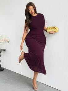 Firerie Vestido casual elegante ajustado para mujer, vestido de fiesta, vestido formal/vestido de graduación/temporada de bodas romántica/vestido de invitada/vestido rojo púrpura/vestido de primavera/vestido del Día de San Valentín/vestidos de fiesta elegantes para mujer/vestido de invitada de boda para mujer/vestido rojo - Rojo violeta - Ver 4