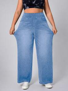 Flexra Plus Size Soft Mid-Blue Wash Stretch Denim Jeans - Light Wash - View 7