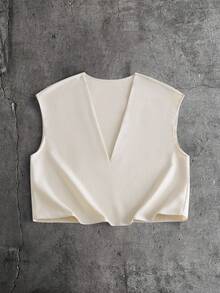 AXEPEAK Men's Solid Color V-Neck Casual Versatile Tank Top - Apricot - View 3