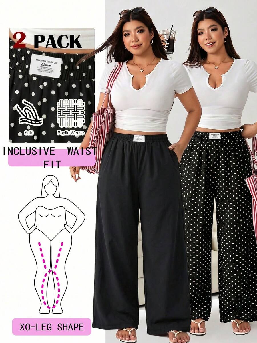 Solflare Pantalones de pierna recta casuales multicolores semitransparentes de talla grande para mujer - Multicolor - View 1