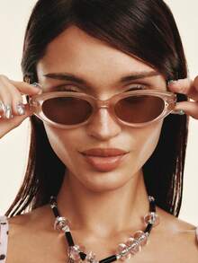 Popjeli Sweet And Cool Cat-Eye Glasses, Metal Temple Design, Versatile Commuting - Multicolor - View 1