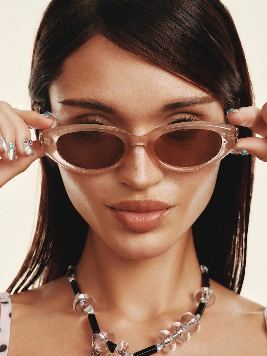 Popjeli Sweet And Cool Cat-Eye Glasses, Metal Temple Design, Versatile Commuting - Multicolor - View 1
