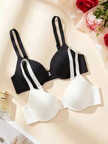 LustreForm 2pcs Minimalist Smooth Push-Up Anti-Sagging Bra Set - Multicolor - View 1
