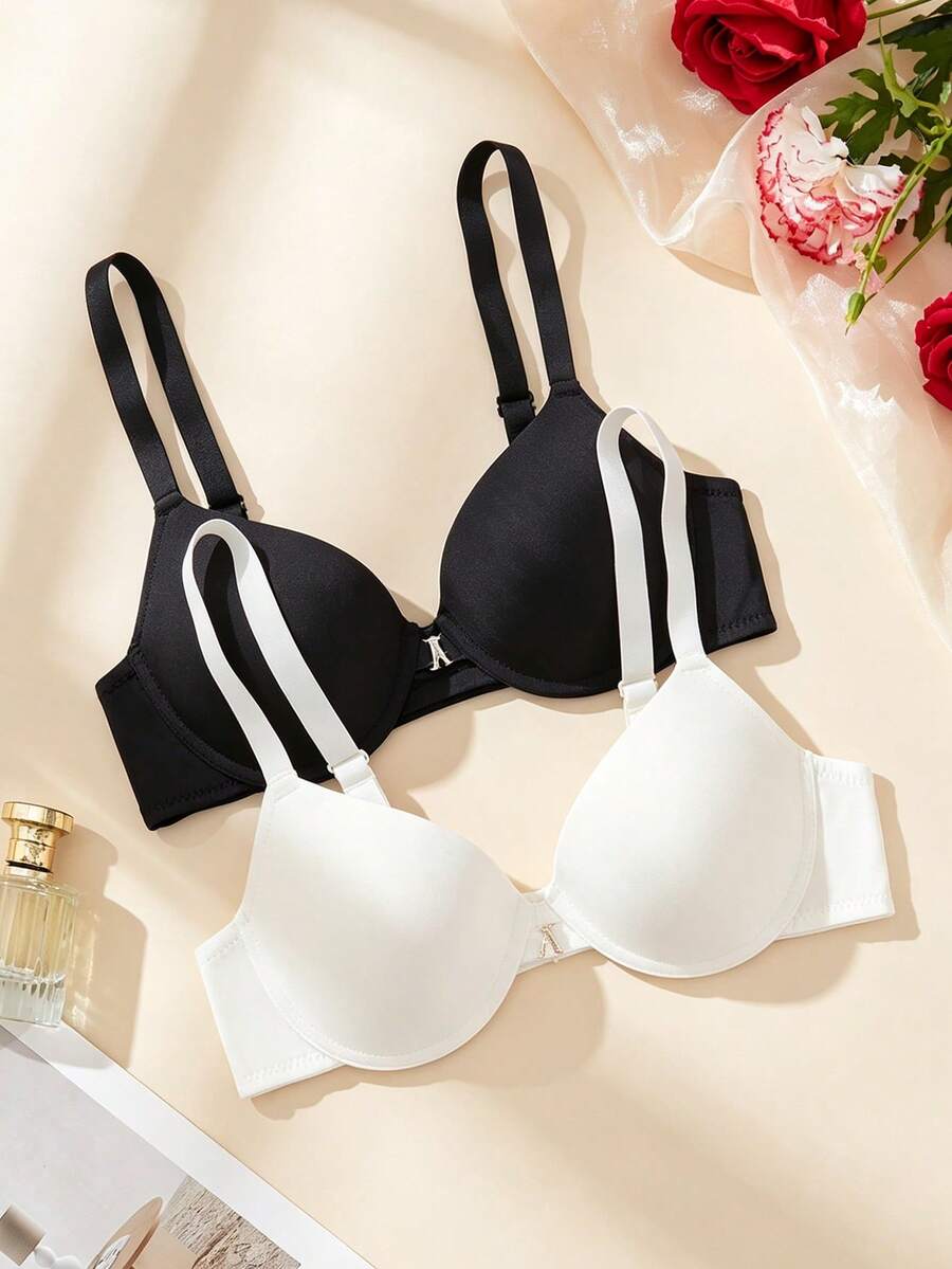 LustreForm 2pcs Minimalist Smooth Push-Up Anti-Sagging Bra Set - Multicolor - View 1