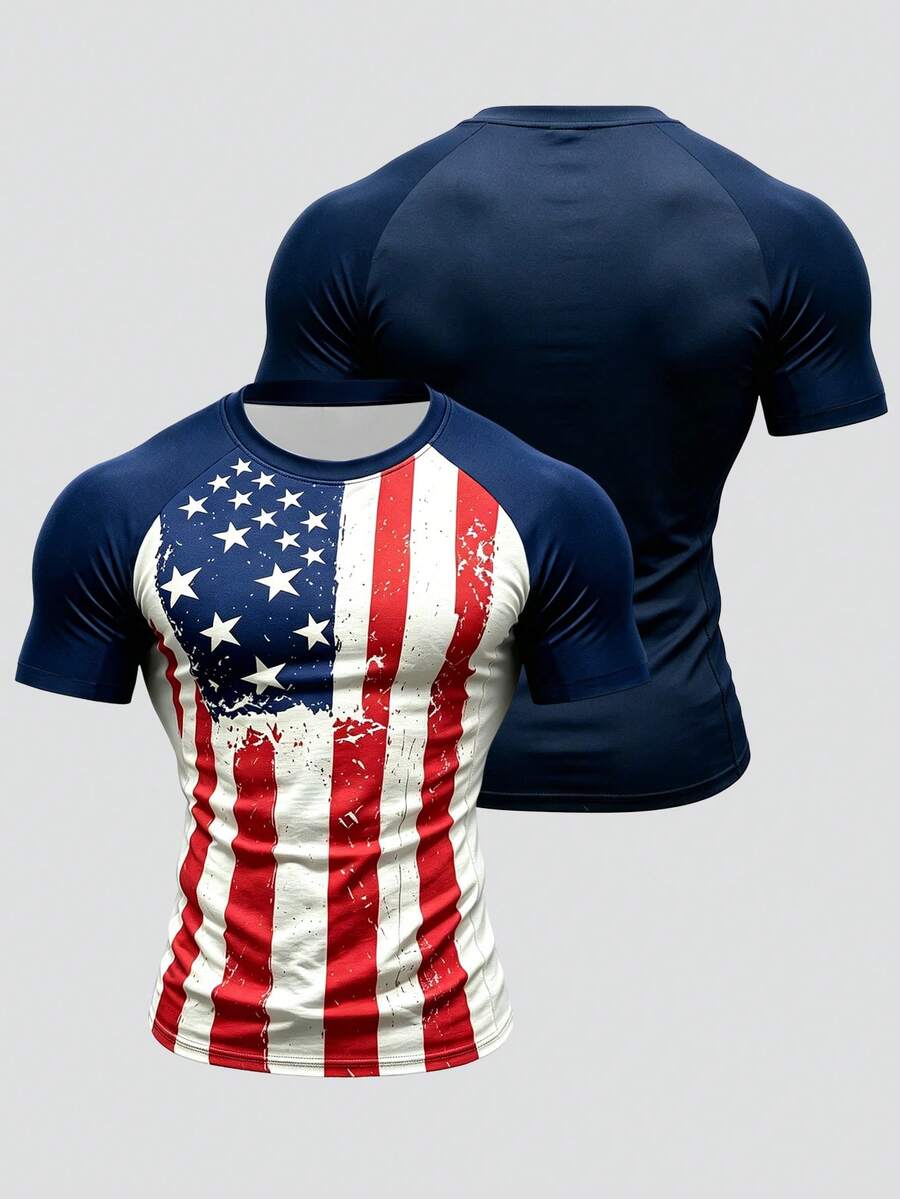 Gym Rark Men's Sports T-Shirt, Short Sleeve Slim Fit, Running Workout, Outdoor Casual, Gym - Multicolor - View 1