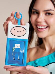 ADVENTURE TIME X SHEIN 藍白動畫卡包，可愛造型，適合放置偶像小卡、工作證、校園卡、交通卡等，透明 PVC 視窗設計，可掛在包包上 - 探險活寶 - 查看 1