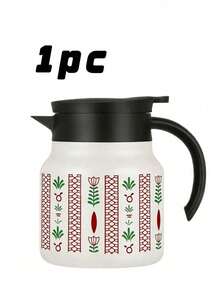 1Pc 800ml Saudi Style Coffee Pot Tea Pot, Long Heat Preservation, Middle East Style Coconut Tree Print, Suitable For Home, Restaurant, Gift Giving & Saudi National Day - Multicolor - View 15