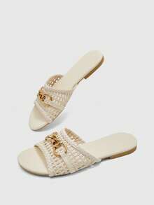 CUCCOO BIZCHIC Sandal Datar Kasual Wanita, Sandal Pantai/Jalanan Nyaman dengan Ujung Terbuka, Cocok untuk Musim Gugur & Musim Panas - Aprikot - View 5