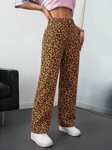 SHEIN ICON 大尺碼女款休閒口袋直筒牛仔褲 - 彩色 - 查看 3