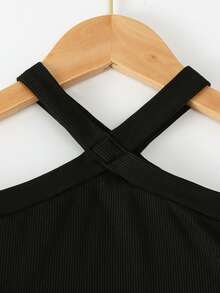 SHEIN Playful Pals 2026夏季新款女童黑白波點蛋糕裙套裝，交叉肩帶設計甜美酷感2件套，女嬰韓系優雅度假公主裙 - 粉色 - 查看 7