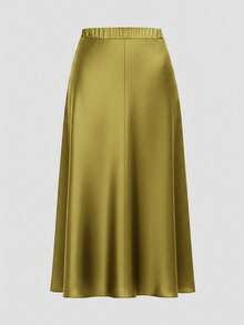 Firerie Plus Size Women's Solid Color Elegant Commute Fashion Skirt - Green - View 3