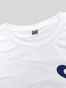 Manfinity Roghcode Men's Letter Print Crew Neck Short Sleeve Casual T-Shirt - White - View 4