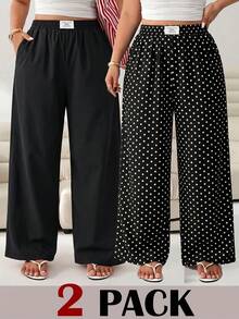Solflare Pantalones de pierna recta casuales multicolores semitransparentes de talla grande para mujer - Multicolor - View 9