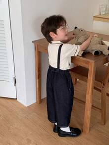 DAZY Infant (Boy) Washed Korean Style Denim Overalls Toddler Fall - Blue - View 5