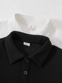 SHEIN 兒童男童 2件組可愛休閒夏季百搭條紋短袖 Polo 衫，適合生日派對、儀式、婚禮、學校、度假 - 彩色 - 查看 5