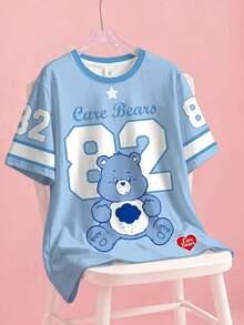 SHEIN X Care Bears Tween Girls' Letter & Number Print Casual Versatile Daily Wear Short Sleeve T-Shirt - White - View 1
