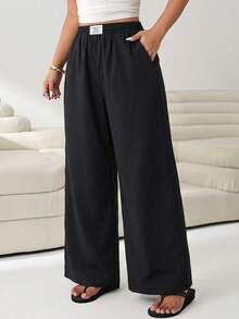 Solflare Pantalones de pierna recta casuales multicolores semitransparentes de talla grande para mujer - Multicolor - View 5