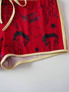 Betty Boop x SHEIN Women's Cartoon Print Tank Top & Shorts Pajama Set - Yellow - View 7