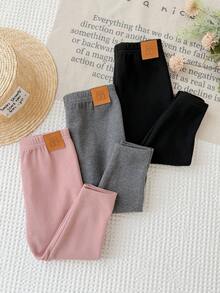 SHEIN 女嬰休閒百搭日常穿著保暖內裡內搭褲 3件套 - 彩色 - 查看 5