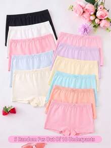SHEIN 5条/包 女童纯色简约棉质三角裤，适合年轻女孩和学生 - 彩色 - 查看 5
