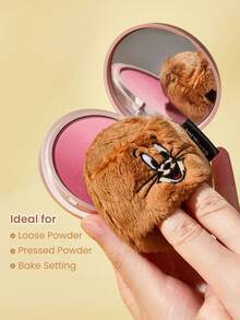 TOM & JERRY X SHEIN Cartoon Cat & Mouse Plush Powder Puff, Fluffy Makeup Puff For Loose Powder, Setting Powder & Compact Powder, Gentle On Skin, Ideal For Daily Makeup & Travel - Brown - View 3