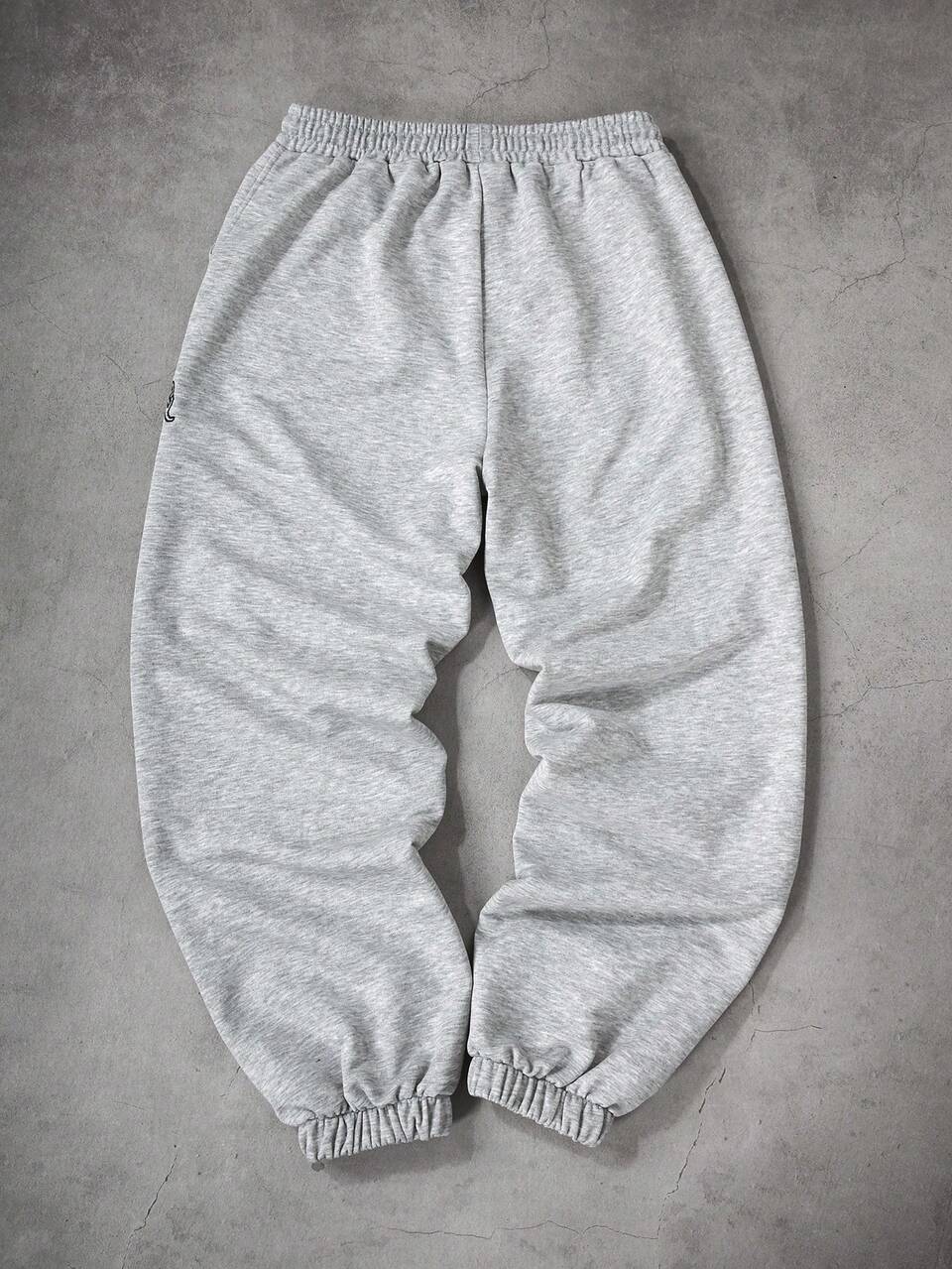 Oversized Fleece Jogger Sweatpants With Drawstring Waist Elasticated Cuffs And Logo Embroidery
