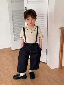 DAZY Infant (Boy) Washed Korean Style Denim Overalls Toddler Fall - Blue - View 4