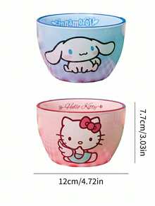 HELLO KITTY AND FRIENDS | Joivida 1個 X Joivida 陶瓷碗，提供兩種款式：粉色杯或藍色杯，裝飾性水果碗，適用於居家廚房、餐廳，適合盛裝零食、糖果、甜點、沙拉、收納，適合婚禮、宴會、生日的可愛禮物 - 彩色 - 查看 3