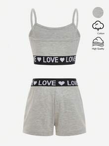 8pcs/Set Girls Heart Print Elastic Waist Comfortable Camisole & Shorts Underwear Set - Multicolor - View 5