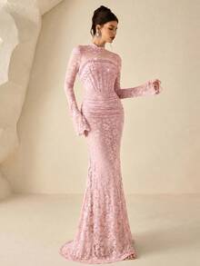 Coutiva Luxury Evening Gown, High-End Formal Dress, Elegant Dignified Lady Formal Wear - Pink - View 6