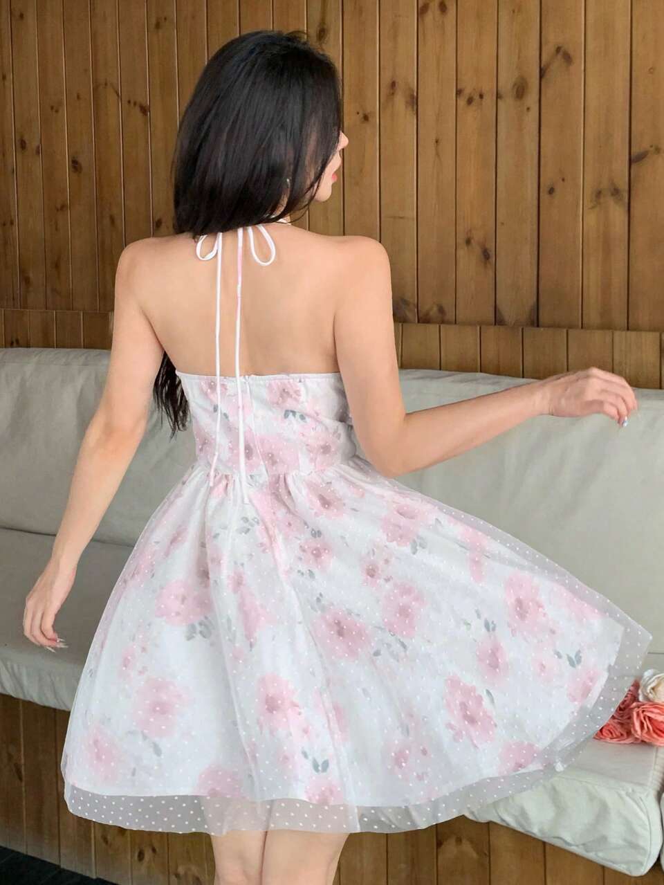 Summer Minimalist Sexy Short Mesh Patchwork Pink Women's Short Dress