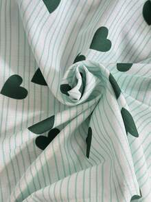 Dream Adore Set Piyama Lengan Pendek Kerah Kasual Motif Garis Hati 4 Potong dengan Tepi Bergelombang - MultiWarna - View 7