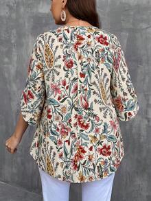 SHEIN LUNE 大尺碼花卉印花休閒度假襯衫 - 彩色 - 查看 2