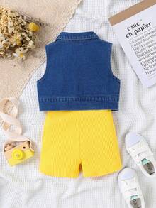 SHEIN Genkimix Kids 女童（小）兩件套 - 黃色 - 查看 2