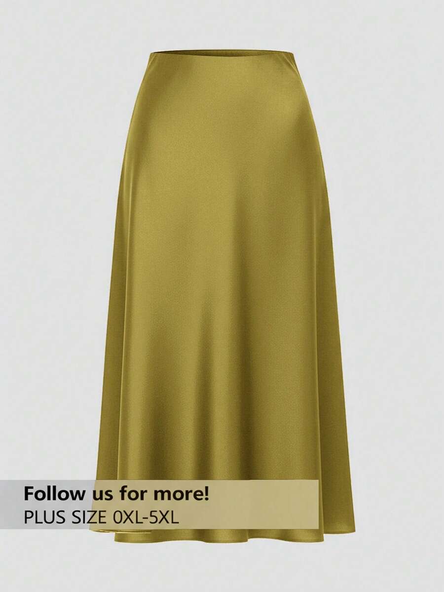 Firerie Plus Size Women's Solid Color Elegant Commute Fashion Skirt