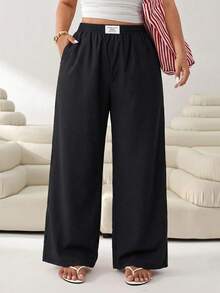 Solflare Pantalones de pierna recta casuales multicolores semitransparentes de talla grande para mujer - Multicolor - View 4