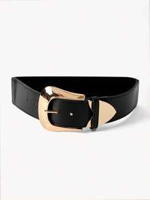 Opalesca Metal Buckle Elastic Belt Summer, School Fall, Autumn, Halloween - Black - View 1