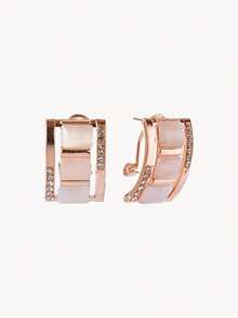 Opalesca 3pcs Rhinestone Decor Jewelry Set - Rose Gold - View 7