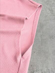 AXEPEAK Men's Metal Letter Patchwork Deep V-Neck Casual Tank Top - Pink - View 6