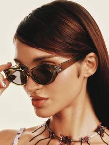 Popjeli Sweet And Cool Cat-Eye Glasses, Metal Temple Design, Versatile Commuting - Multicolor - View 5