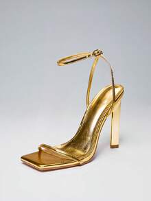 Hauture Women's High Heel Sandals For Wedding Party Spring Shoes Spring Break Easter Prom Heels - Gold - View 4