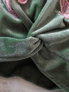 SHEIN Elladie kids 女小童蝴蝶貼布扭結下擺連帽衫和運動褲 - 綠色 - 查看 5