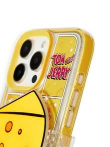 TOM & JERRY X SHEIN 卡通黃色邊框手機殼附手機背夾，防護防摔 iPhone11-17 系列手機殼 - 彩色 - 查看 11
